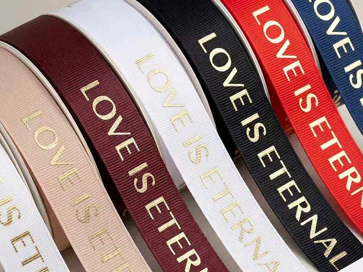 Gold-Stamped Grosgrain Logo Ribbon