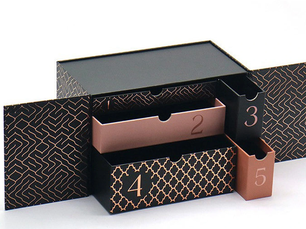 Black & Rose Gold Five-Drawer Luxury Advent Calendar Box
