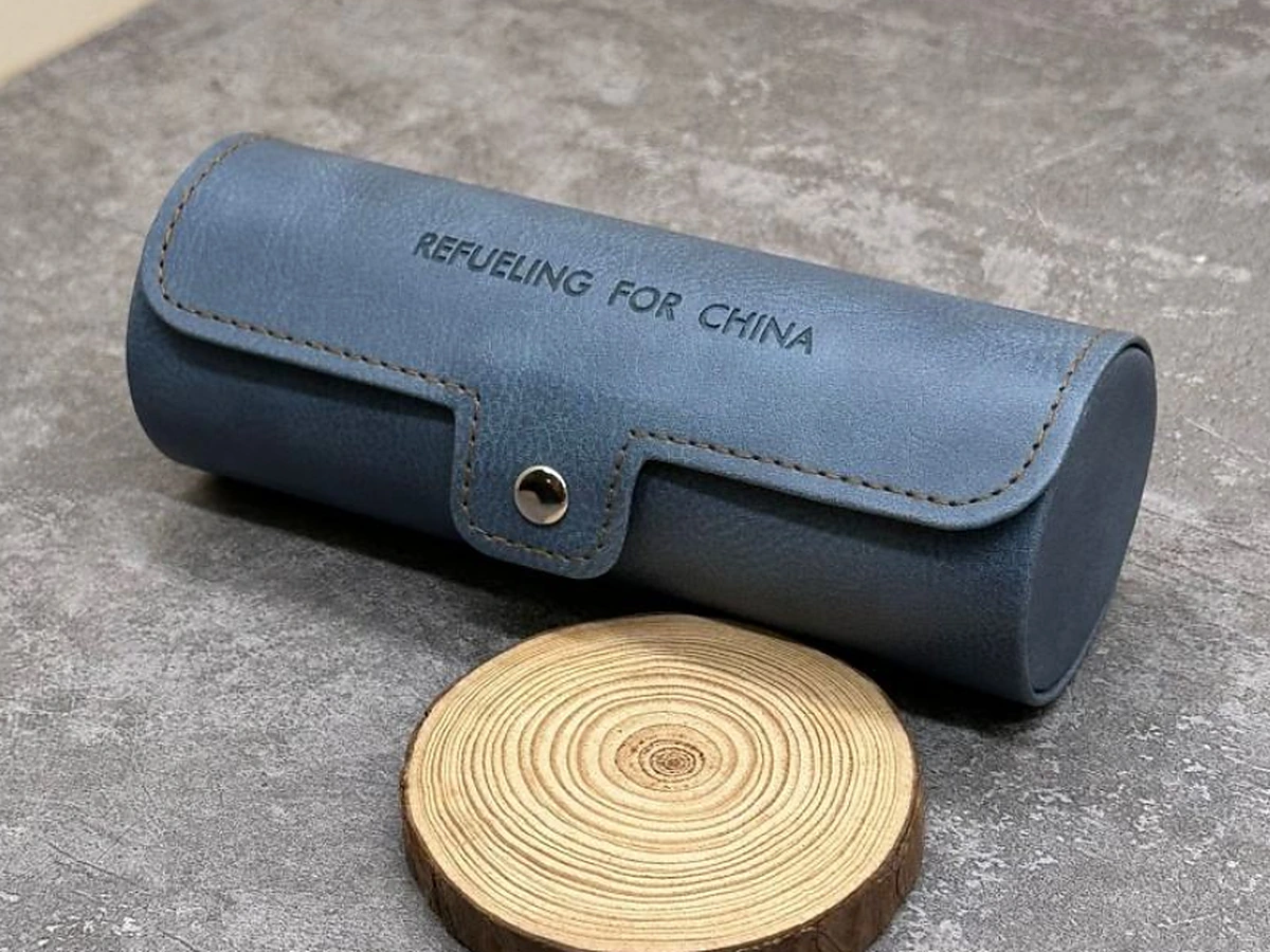 Cylindrical PU Leather Eyewear Case with Snap Closure