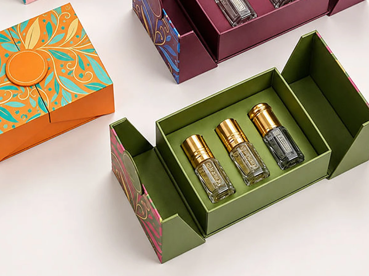 Floral-Print Sliding Perfume Box with PVC Blister Tray